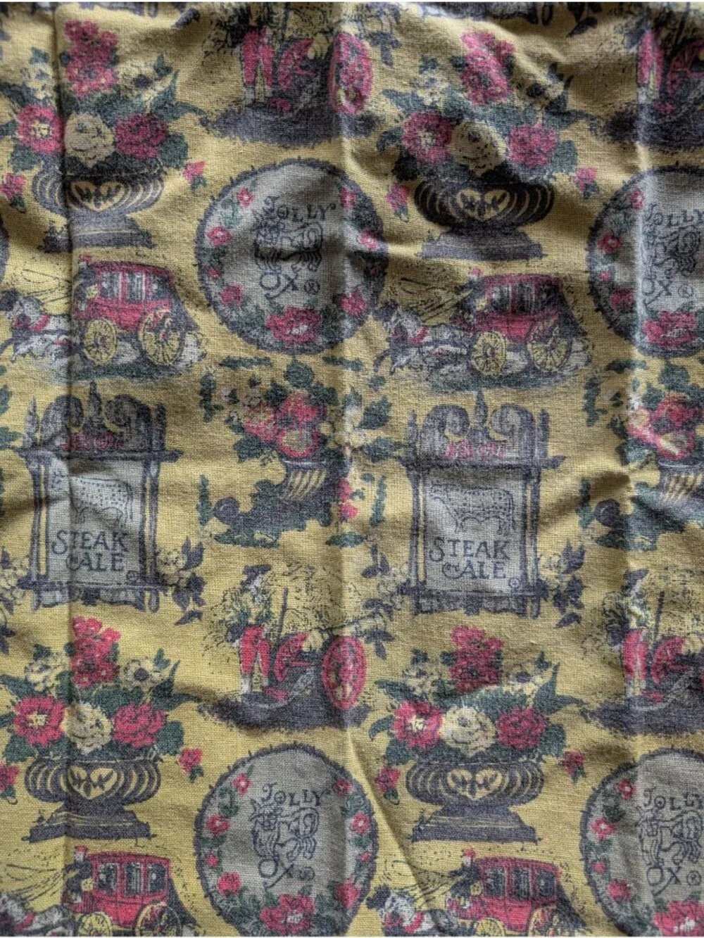 Vintage Americana Jolly‎ Ox/Steak & Ale Fabric Napkin